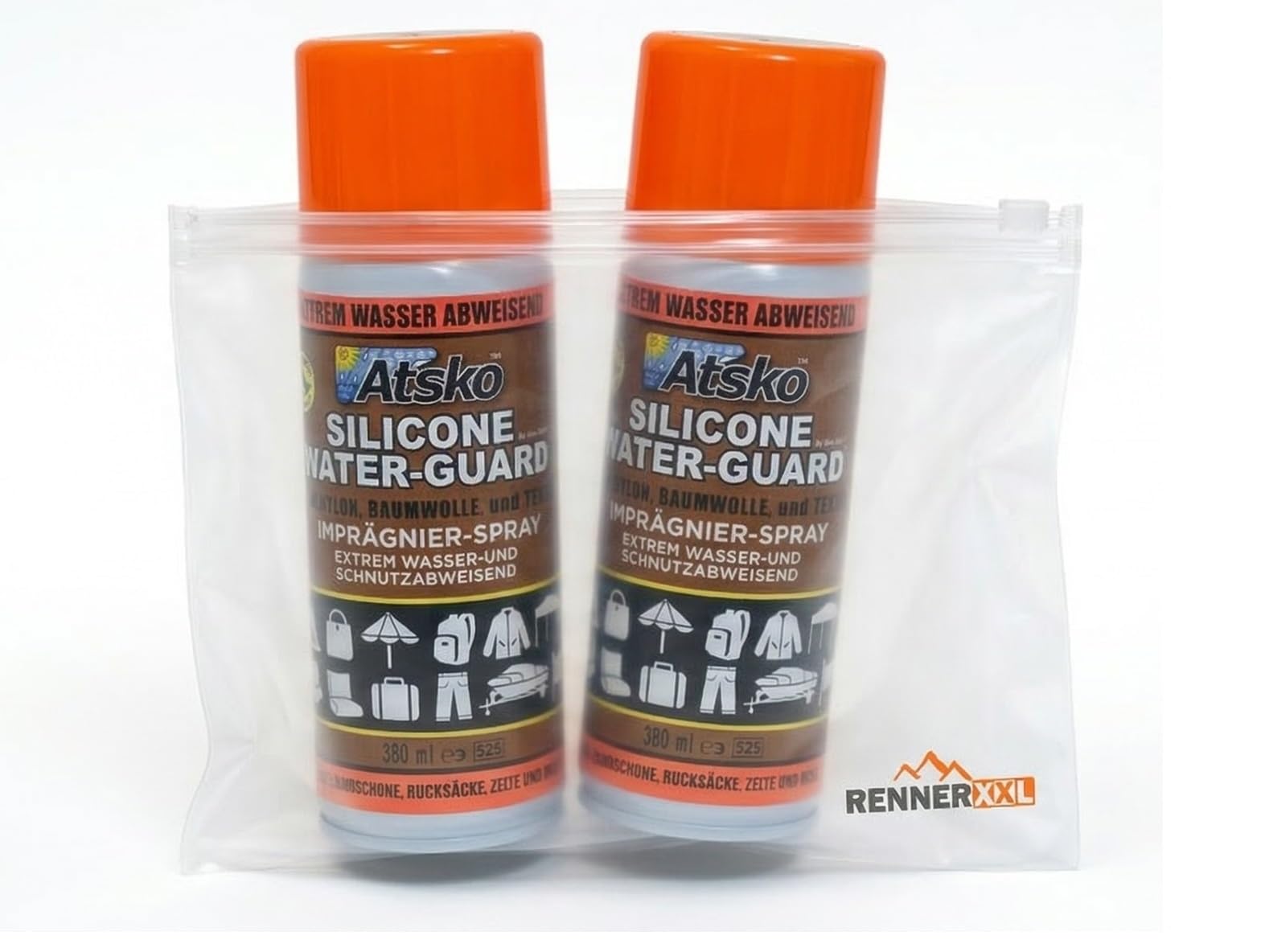 Atsko Sno Seal Water Guard Spray - Silikon Imprägnierspray Imprägniermittel DOPPELPACK 2x 380 ml - für Outdoorjacken, Schuhe, Rucksäcke, Zelte