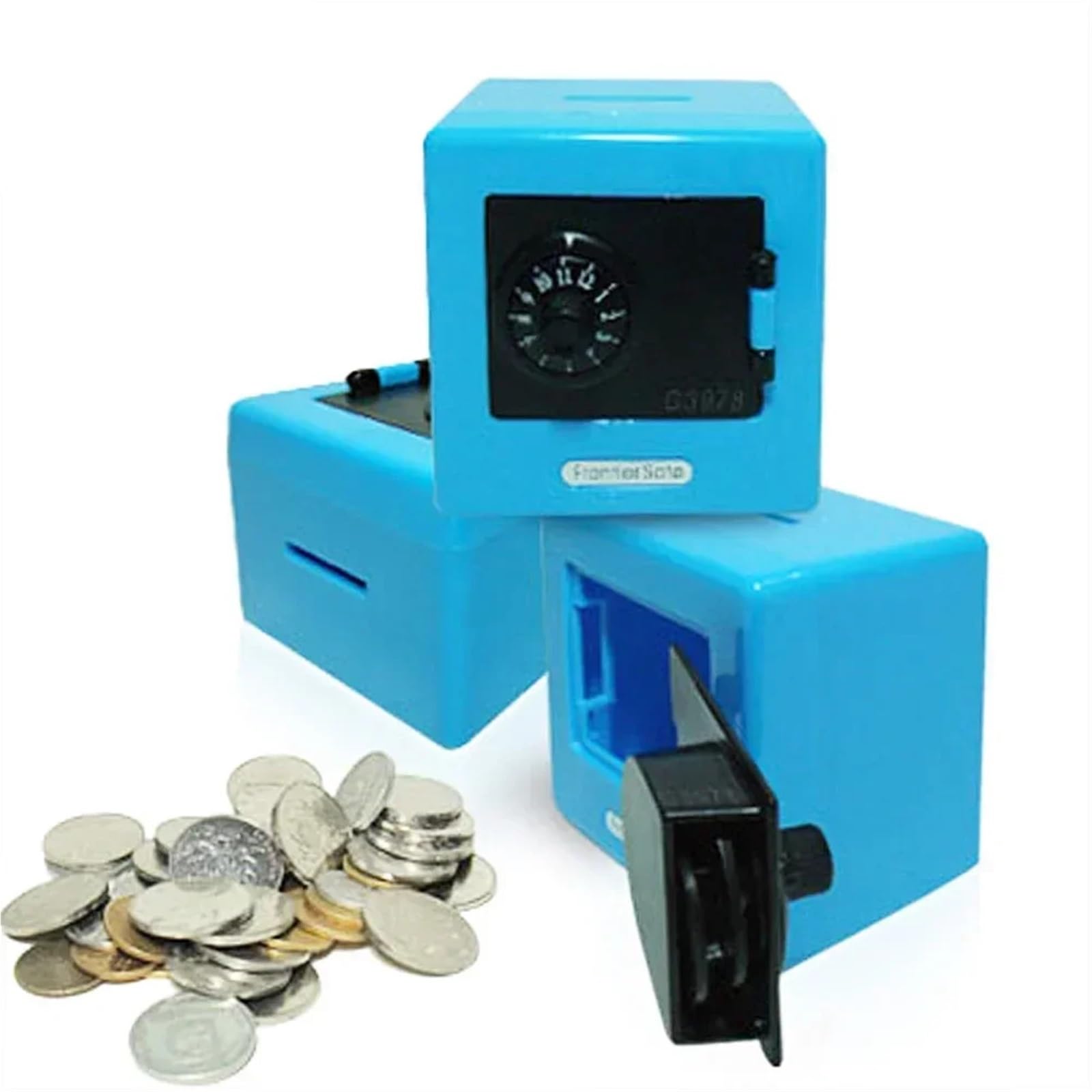 Amazon.co.jp: 家庭用金庫 回転パスワード現金コイン貯金箱ミニ銀行貯金箱銀行金庫自動入金紙幣 金庫(Blue) : DIY・工具・ガーデン