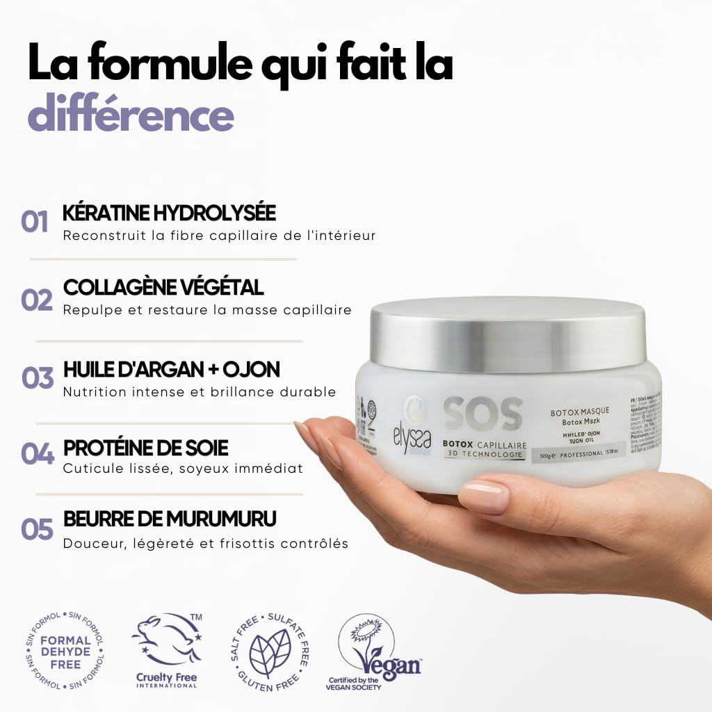 SOS Blowtox Collagène Capillaire 300gr | Soin Intensif Lissant et Réparateur, Cheveux Nourris | Soin Profond pour Cheveux Abîmés (300gr)