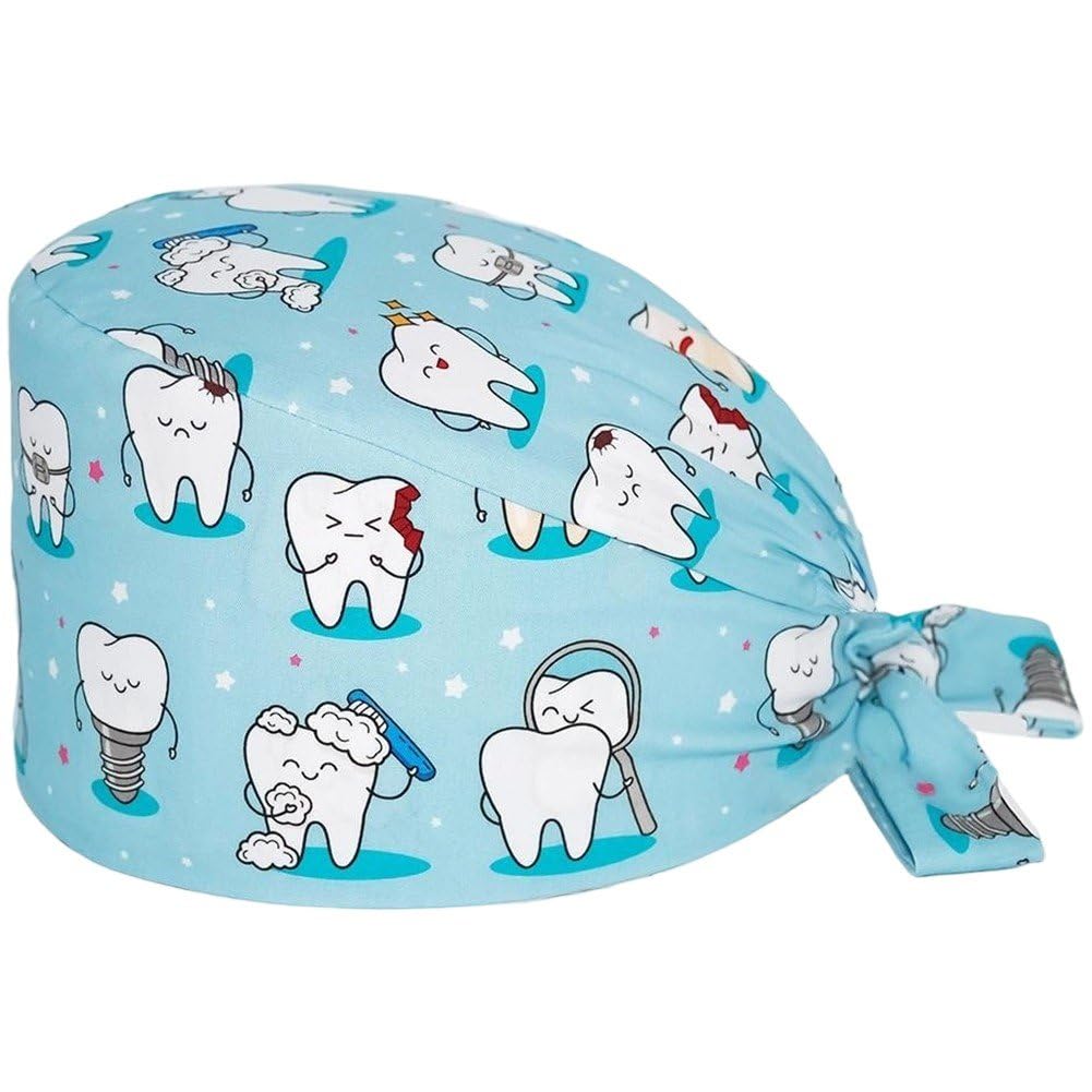 Sslvya Scrub Cap, Surgical Caps, Tooth Printed Dentist Surgical Hat, Scrubs Hat for Women Men Nurse Dentist Working Cap