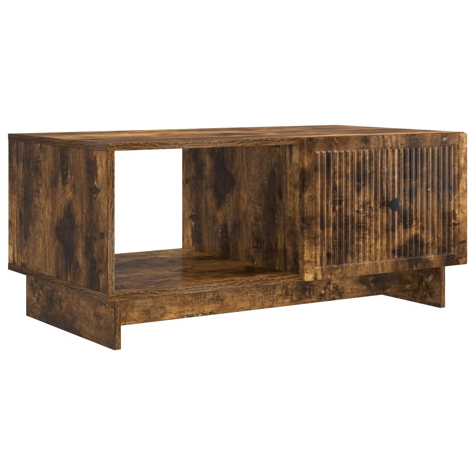Table basse chêne fumé pour un salon vintage et chaleureux