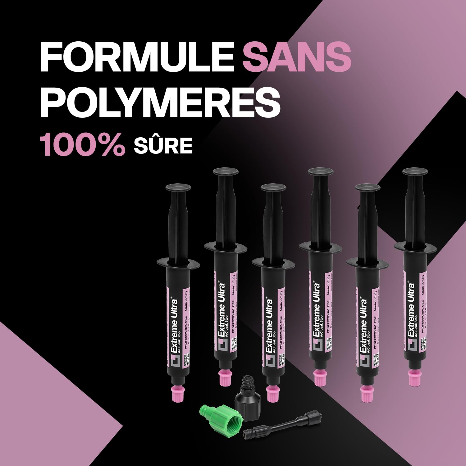ERRECOM Extreme Ultra - 6 x 6 ml, Stop-Fuites pour Systèmes de Climatisation et Réfrigération, contient adaptateurs 1/4 SAE et 5/16 SAE (R410a, R32)