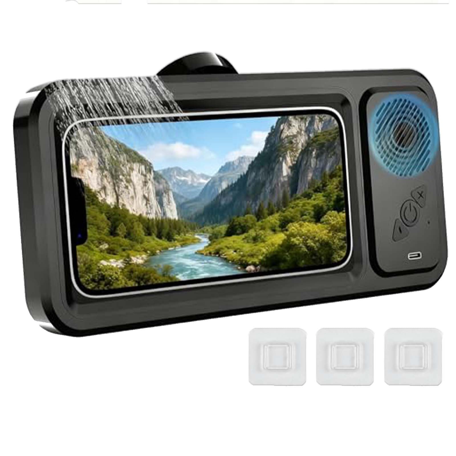 Support de téléphone Aqua Play haut de gamme noir avec haut-parleur intelligent pour miroir