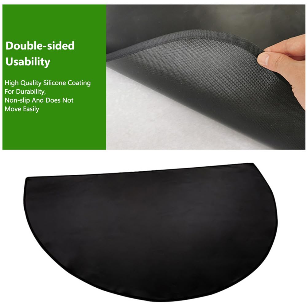Tappetino mezzo rotondo per camino, 61 x 106 cm, tappetino mezzo rotondo protegge i pavimenti, resistente alle fiamme, antiscivolo, universale, isolamento termico, protegge i pavimenti
