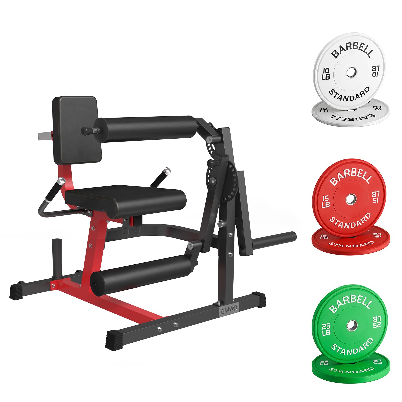GMWDLeg Extension and Leg Curl Machine with 100LBS Olympic Weight Plates, Adjustable Leg Exercise Bench with Plate Loaded Home Gym