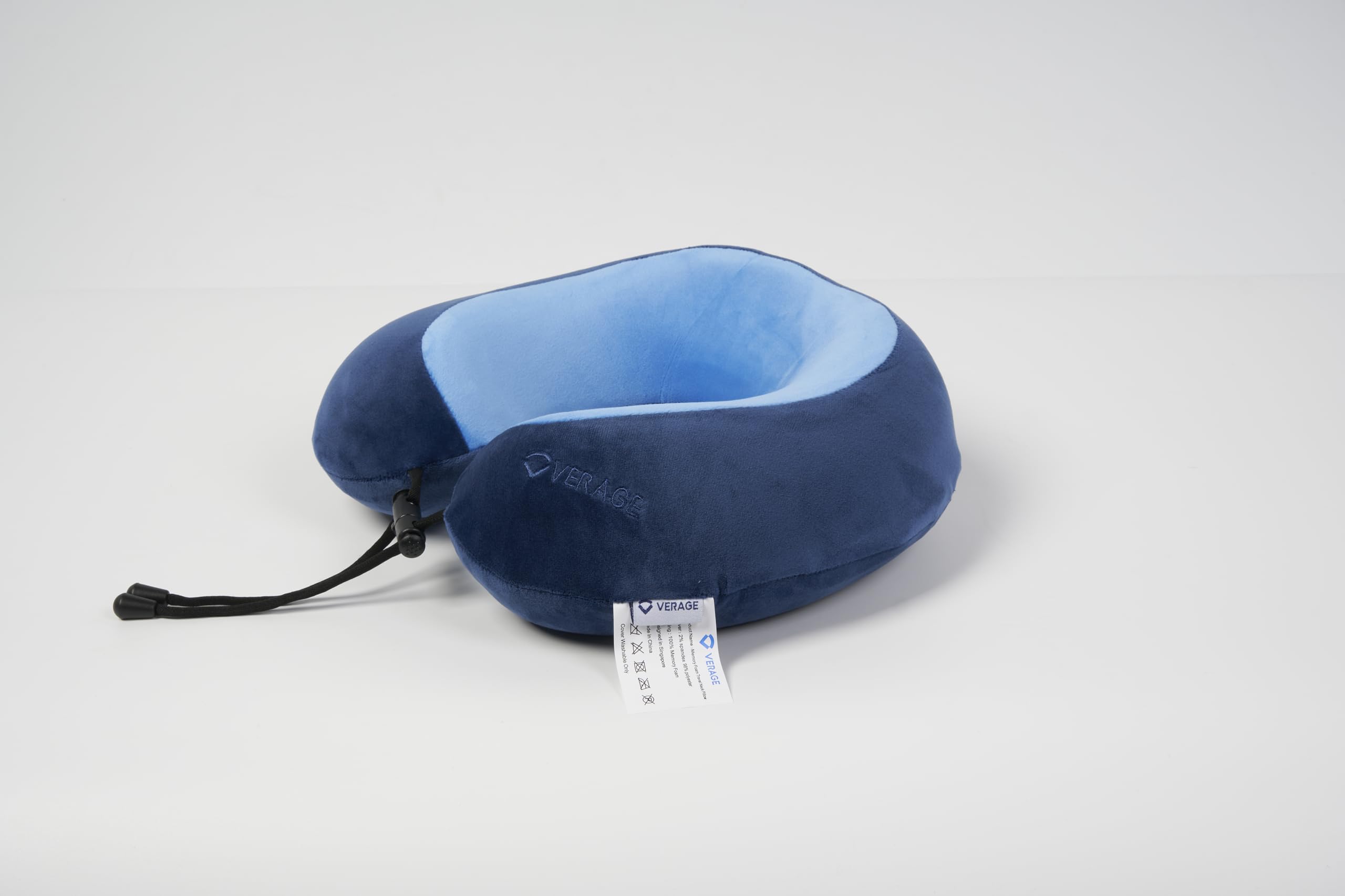 Verage Luxe Travel Neck Pillow with Advanced Orthopedic Memory Foam with Extra Softness for Travel in Car, Flights, Train, Airplane and Cervical Pain (Blue)