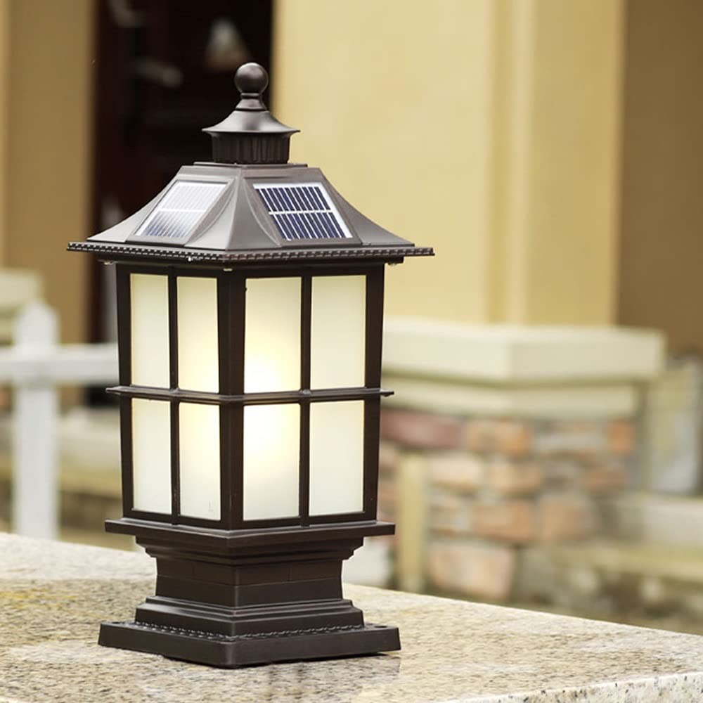 Oświetlenie Zewnętrzne, Zewnętrzne Oświetlenie Solarne, Słup Aluminiowy, Szklany, Czarny, Korpus Oświetleniowy Led, Ogrodzenie Ogrodowe, Dwa Tryby Świecenia, Ciepły