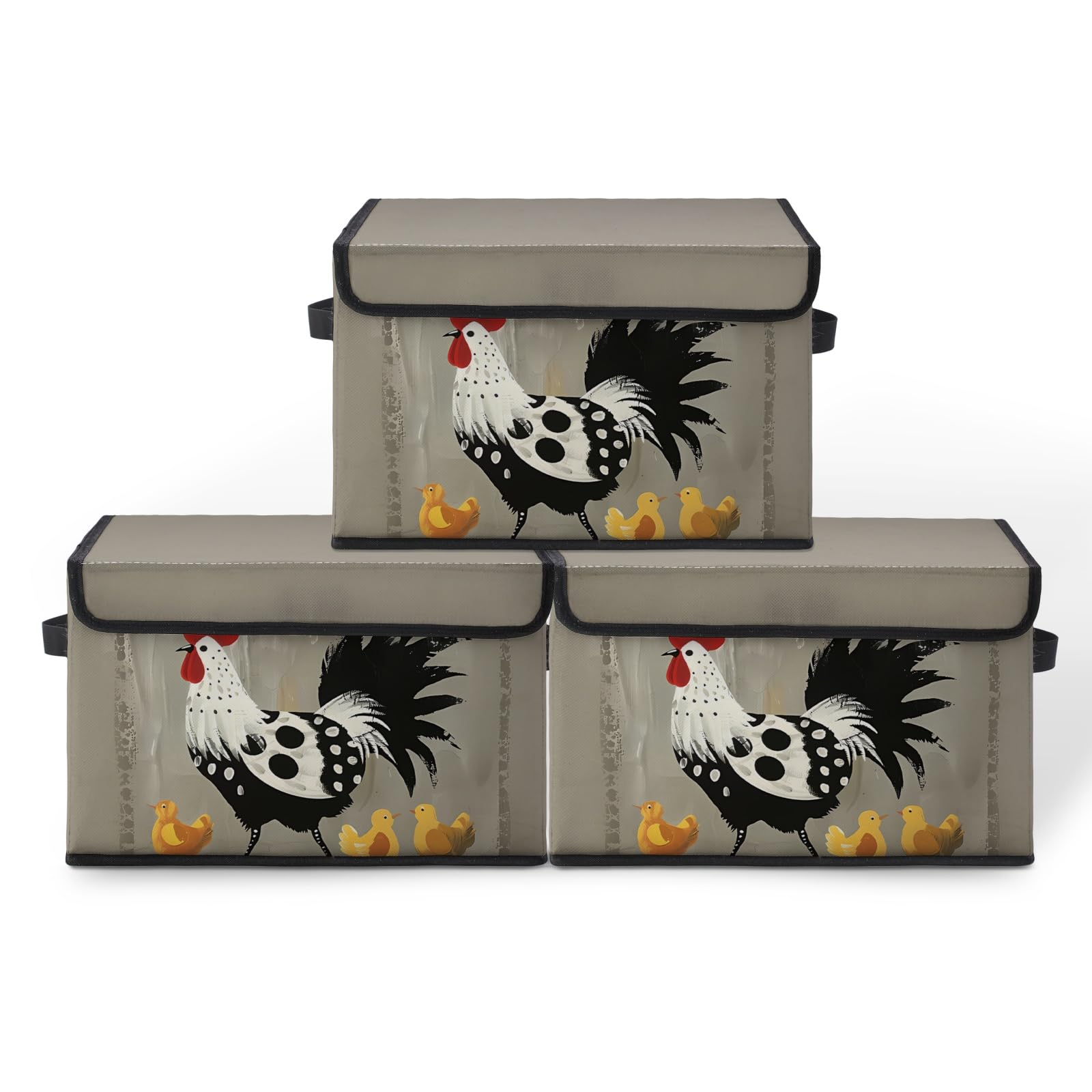 Stackable Storage Bins with Lids,Closet Organizers Fabric Box for Home and Office,Blanket Clothes Organizers,Under Bed Storage Containers 3 Pack