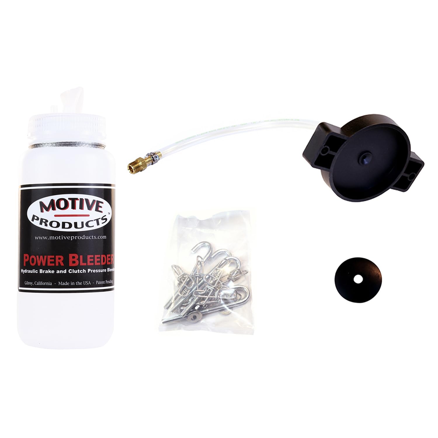 Motive Products Bundle | 1101 Round Style 1.5" to 2.90" Universal Adapter, Compatible with Power Bleeder | 1810 Single Catch Bottle 500mL Capacity