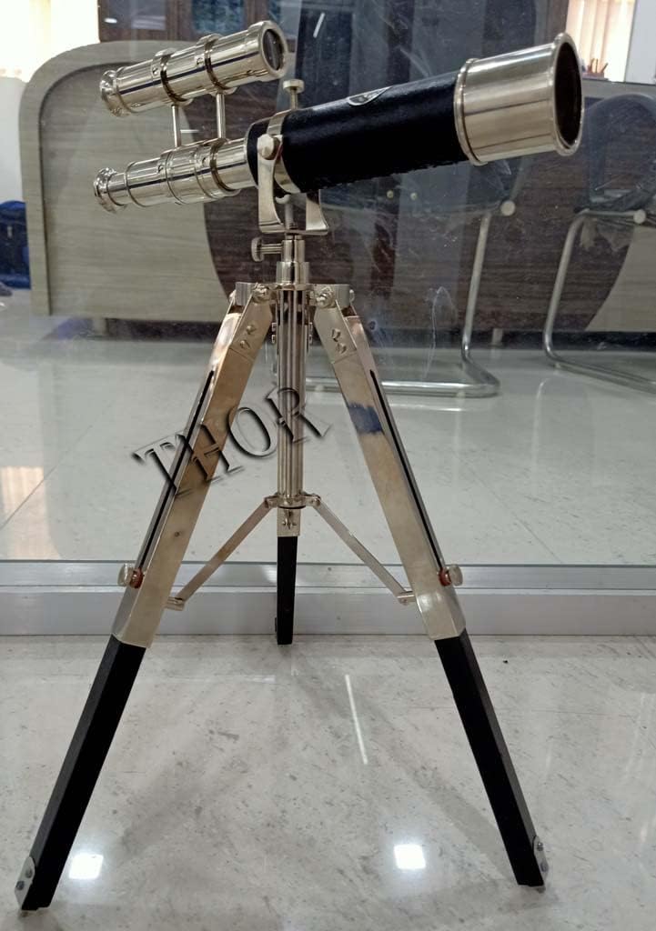 Nautical Desktop Tripod Spyglass 9" Telescope Marine Scope with Wooden Adjustable Tripod Stand Home & Office Decorative Gift for Christmas/Birthday
