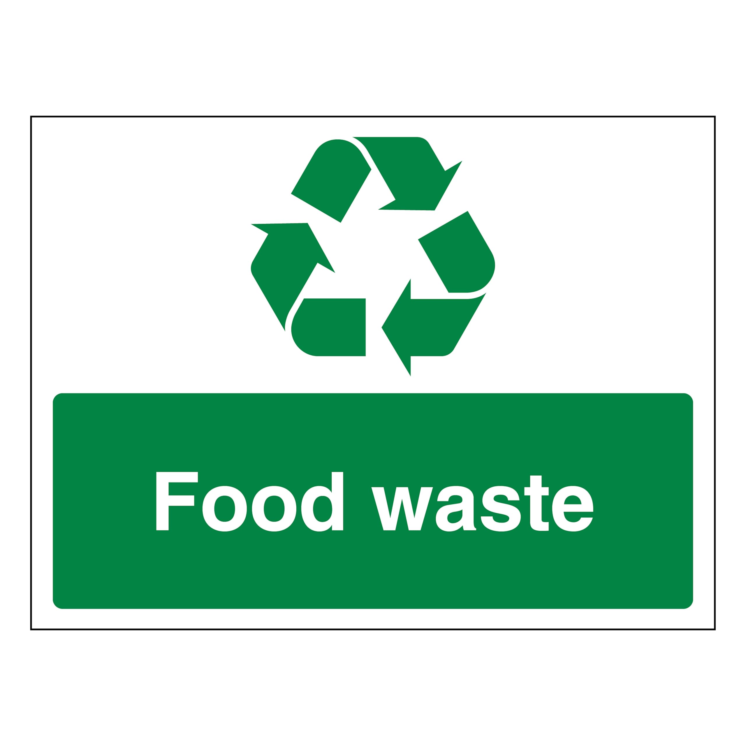 Food Waste - Recycling Symbol - Landscape 200 x 150 mm - Glow In The Dark 1mm Rigid Plastic