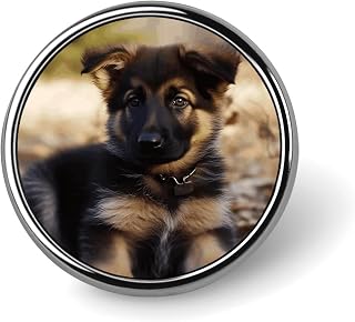 Cute Enamel Lapel Pin German Shepherd Puppy Round Badges Craft Supplies Durable Fashionable Brooch Pins for Men Women Costume Accessory