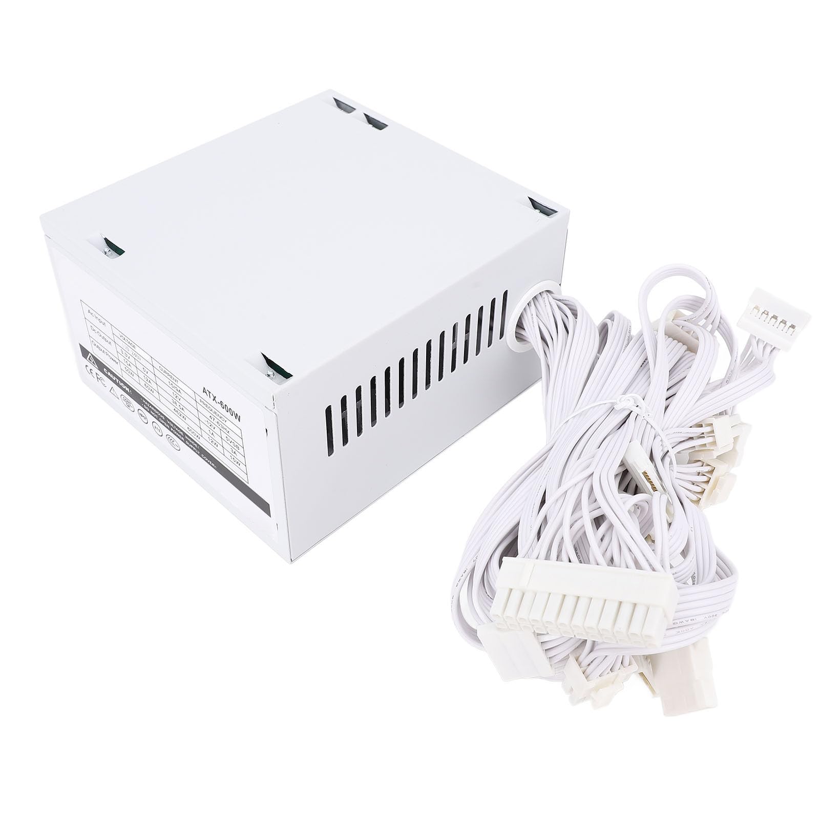 Fabater Alimentatore Modulare ATX da 600 W con Controllo Intelligente della Temperatura per Sistemi di Gioco per Computer Colore Bianco