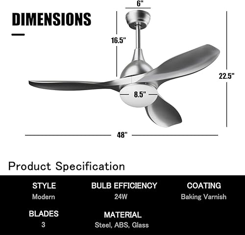 Miniatura 4 de Tangkula Ventilador de techo moderno con luz, ventilador de techo LED de perfil bajo para interiores con control remoto, motor reversible sin ruido,
