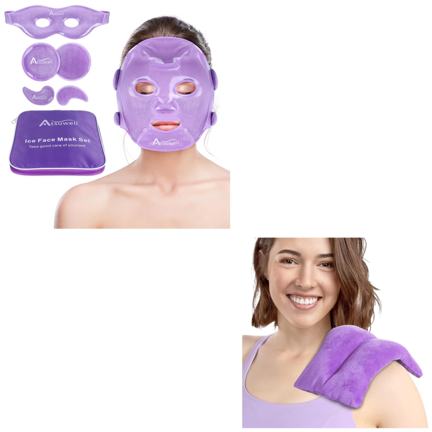 Amazon.com : Atsuwell Cooling Ice Face Eye Mask Set for Dark