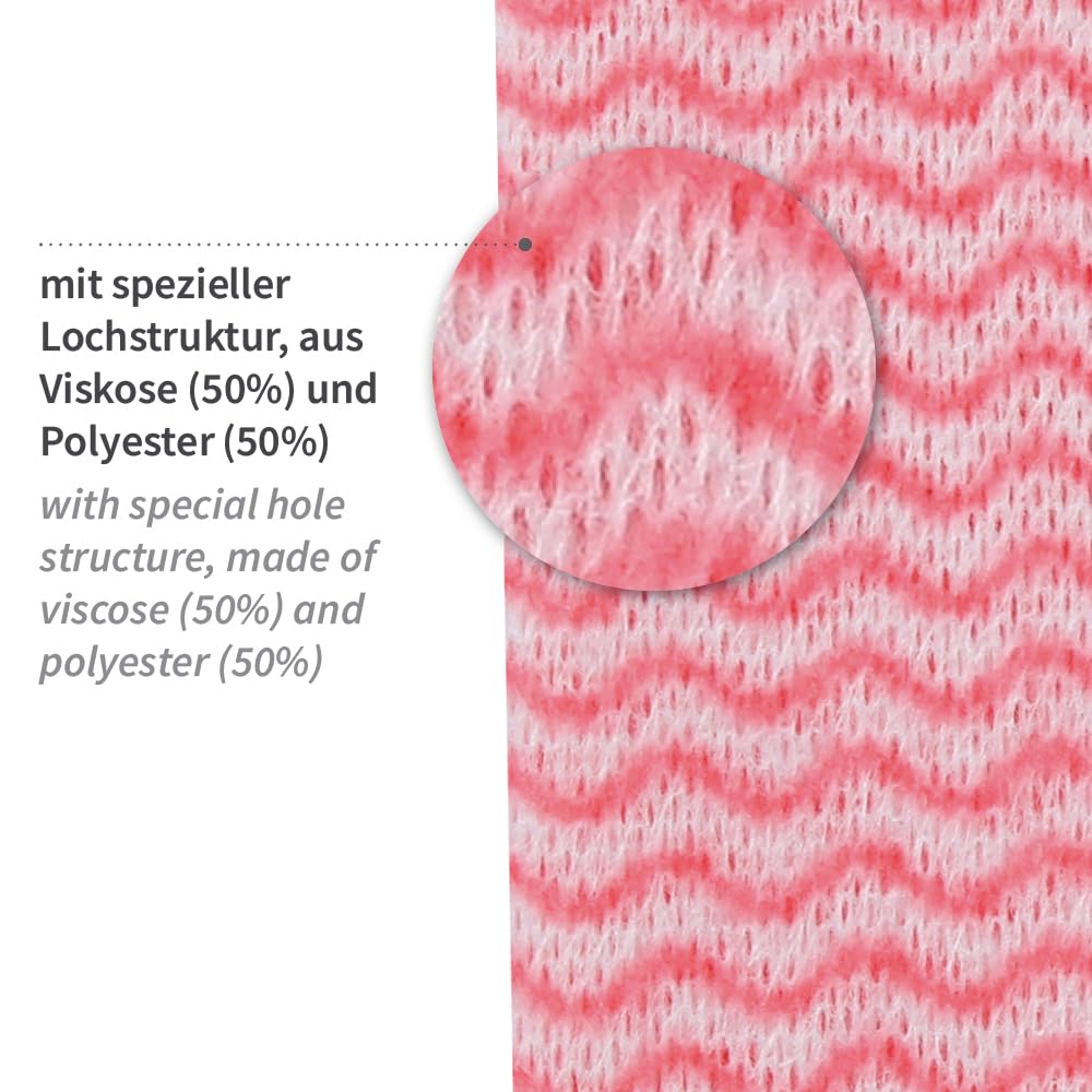 12 Stück Hygoclean Spültücher | Viskose/Polyester, Rolle, Karton, rot-weiß, L: 20cm, B: 40cm, Abrisse: 50, Einweg Putztücher, Spültücher, Reinigungstücher