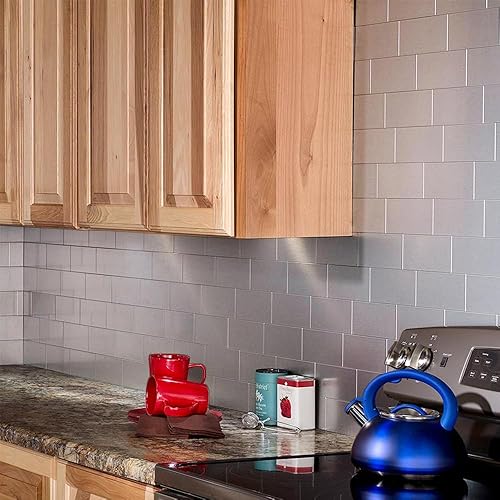 Vista 137 de AULIGET - Azulejo tipo metro de 3 x 6 pulgadas, autoadhesivo para loseta en muro, losetas de cloruro de polivinilo (PVC) grueso para muro