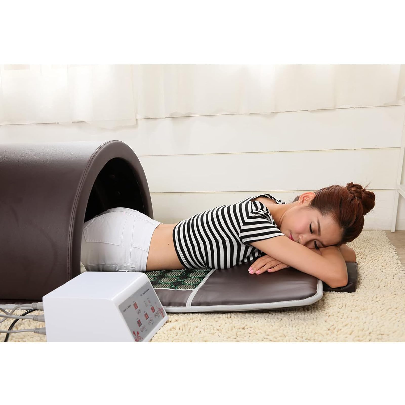 Cúpula de Sauna infrarroja, Manta de Vapor para Sauna doméstica, Sauna Profesional con Controlador de 3 Zonas Body Shaper con Control Remoto (White)