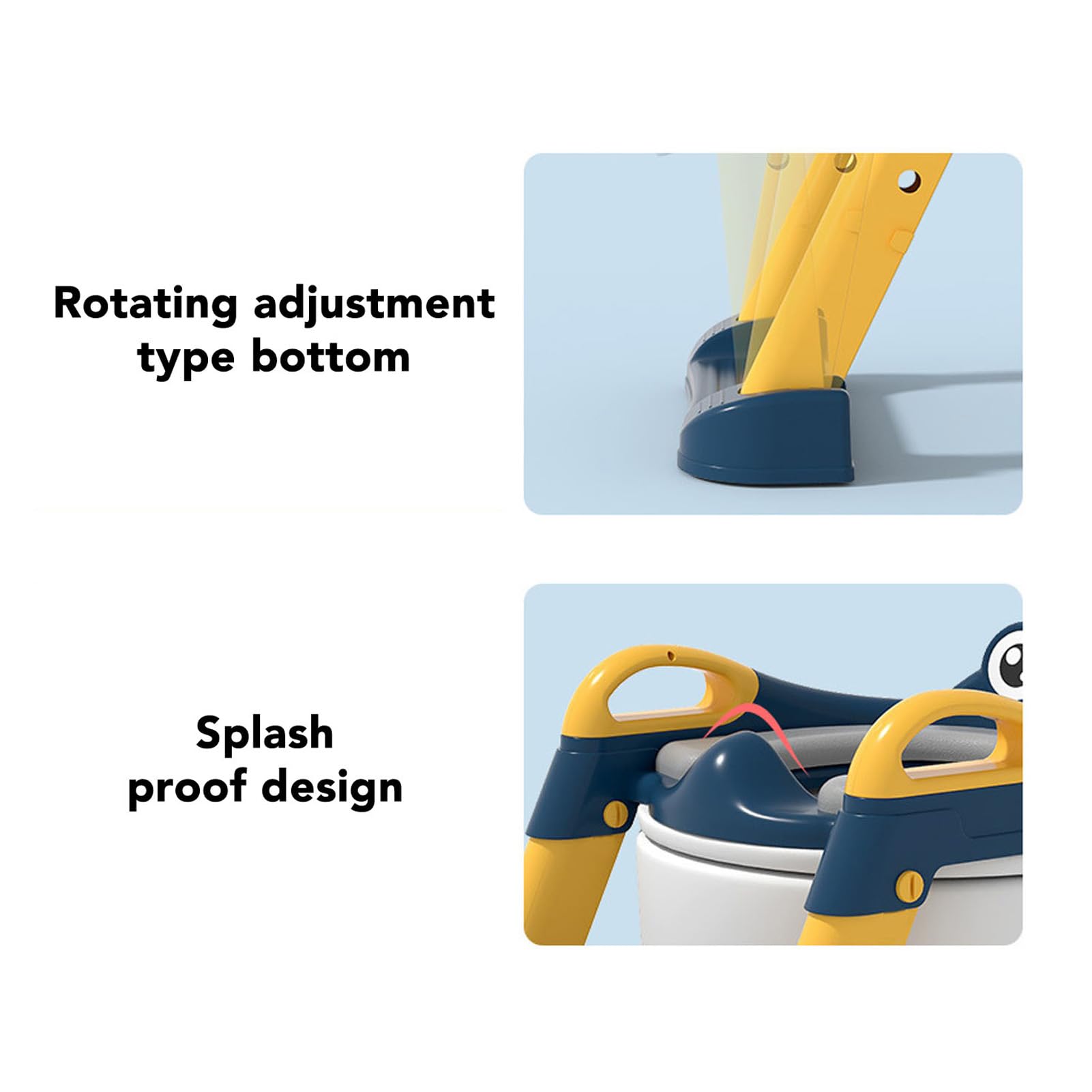 Cryfokt Asiento de Escalera para Inodoro de Entrenamiento para Ir Al Baño, Taburete Ajustable Antideslizante para Niños, Diseño de Dibujos Animados Portátil, 1 Unidad (YELLOW)