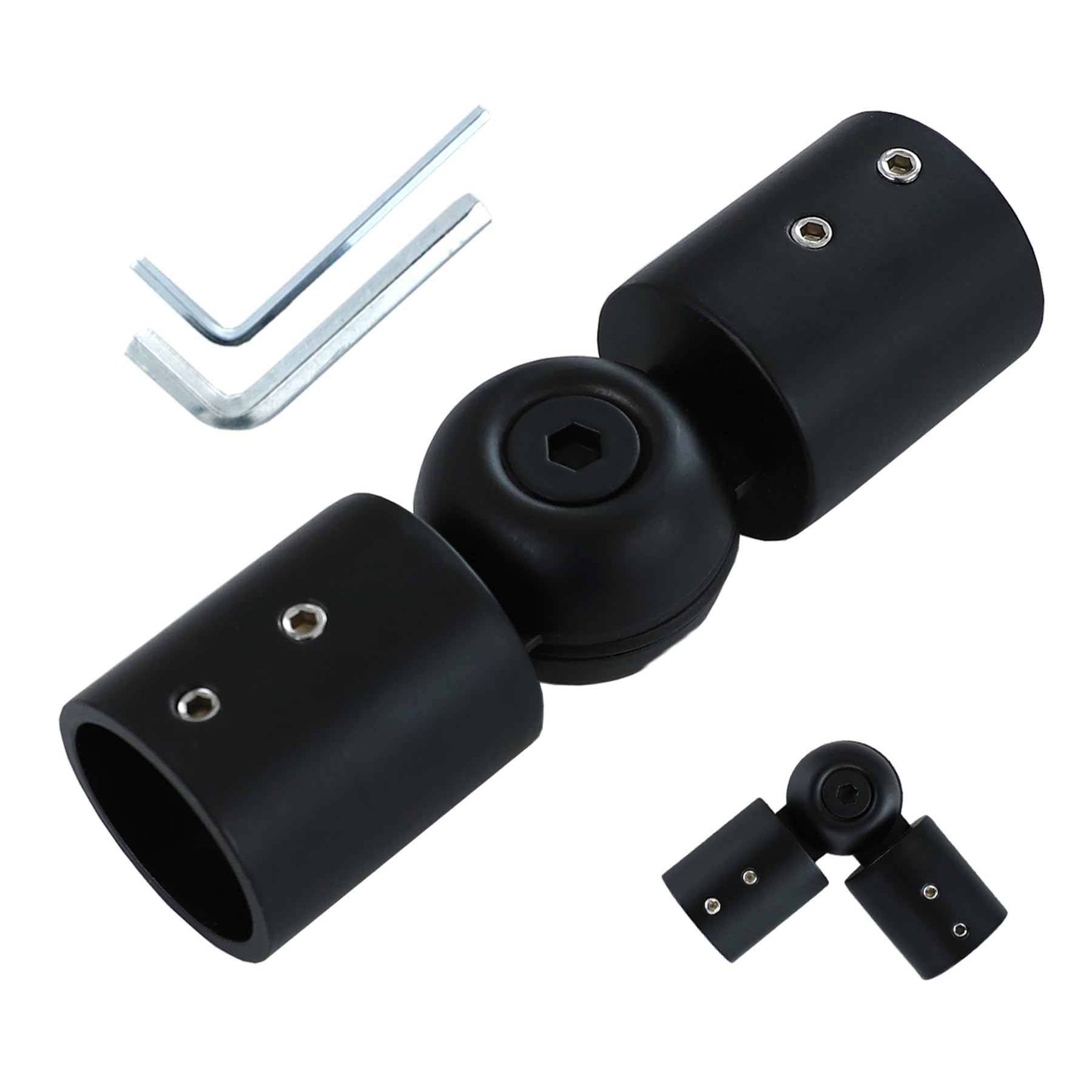 Photo 1 of 1" Window Corner Curtain Rod Connector 1 pcs Black, Adjustable Curtains Pole Hinged Elbow Rods Extender for Bay Window Curtain Rods or Corner Drapery Blinds Rods