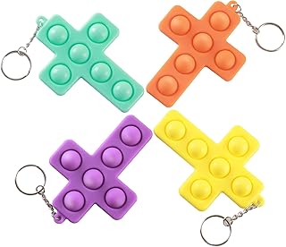 4 Pcs Mini Push pop Bubble Fidget Sensory Toys, Keychain Stress Relief Hand Toy, Anxiety Stress Reliever Office Desk Gifts for Kid and Adult.