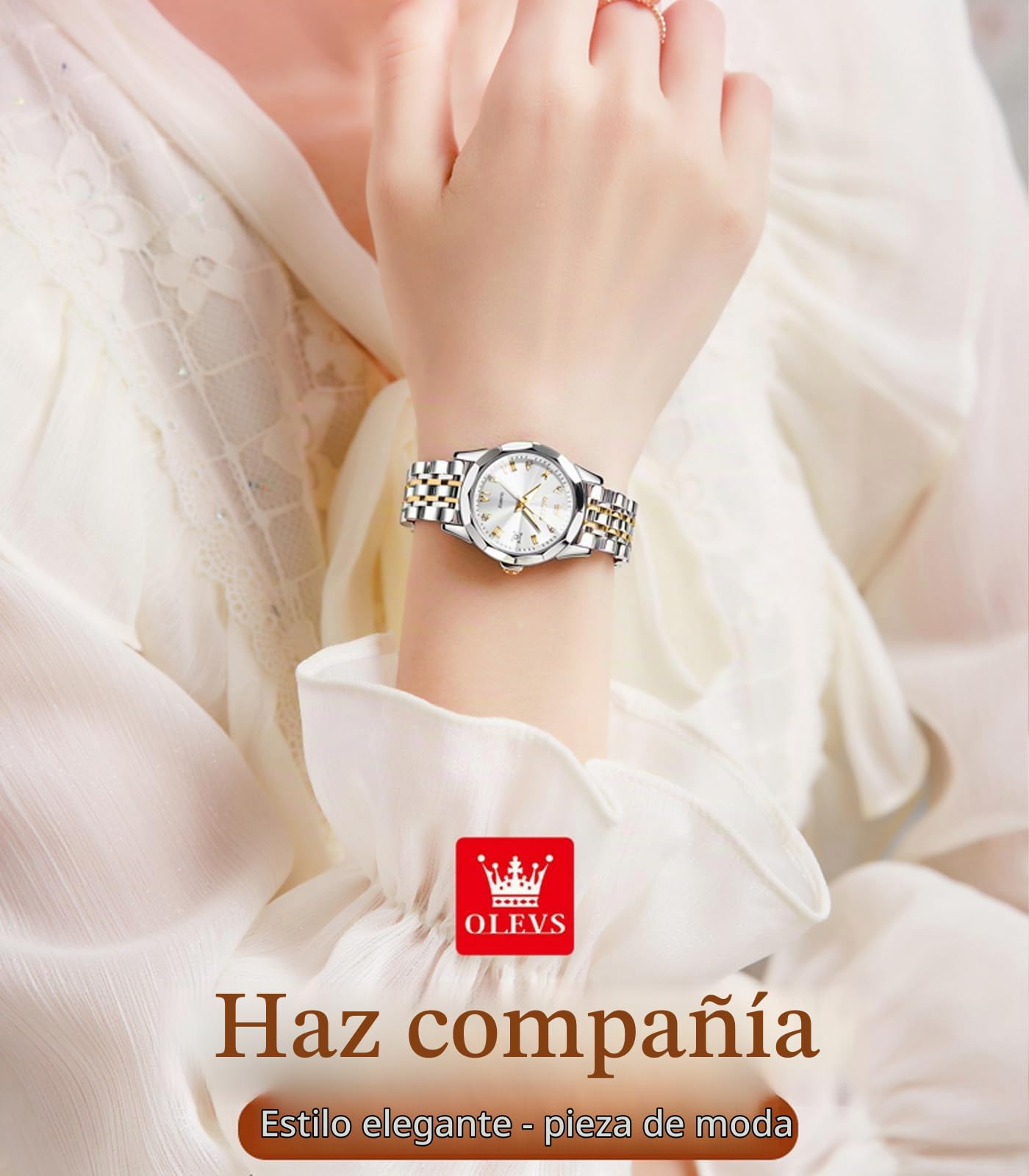 OLEVS Relojes Femeninos Moda Diamante Roma Digital Femenino analógico Cuarzo Acero Inoxidable Impermeable Fecha Luminosa Regalo de Relojes Femeninos