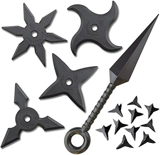 Shinobiya Black Japanese Ninja Weapons Shuriken Set of 5 Rubber
