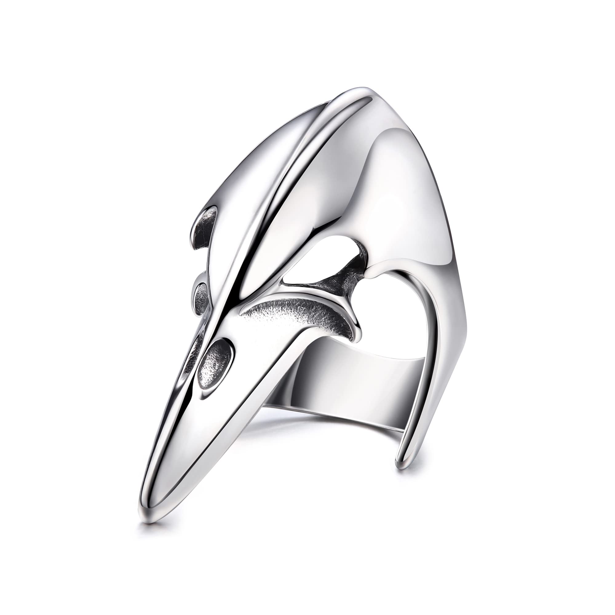 Dochais Hombre Anillos de Acero Inoxidable,Anillos Vikingo Raven Calaveras Casco,Anillos Hombre Grandes,Tamaño de 20 a 30