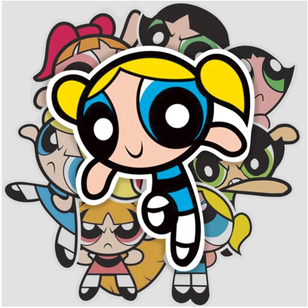 ZAQQ Powerpuff Girl Cartoon Suitcase Laptop Computer Skateboard Guitar Waterproof Sticker Stickers