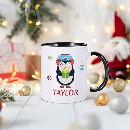 Miniatura 2 de Tazas de chocolate caliente personalizadas, taza de Navidad con nombre personalizado, bonita taza de Navidad para niños, tazas de té de cerámica de