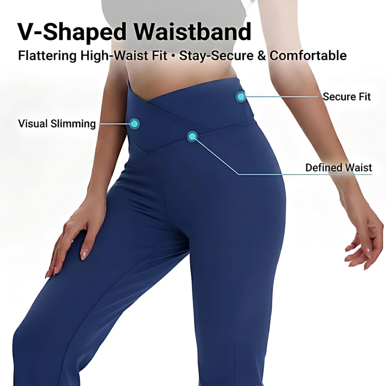 Women’s V-Crossover High Waist Flare Yoga Pants Bootcut Wide Leg Leggings for Workout, Running, Gym & Casual