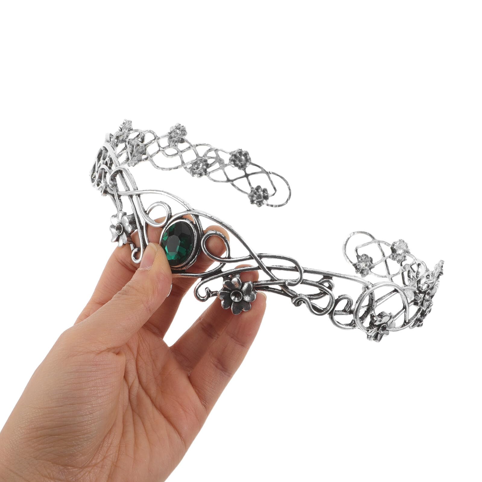 Couronne de Roi Ajourée Motif Vigne en Alliage Blanc pour Homme | Style Diadème, Légère et Polyvalente, pour Fête D’anniversaire ou Soirée