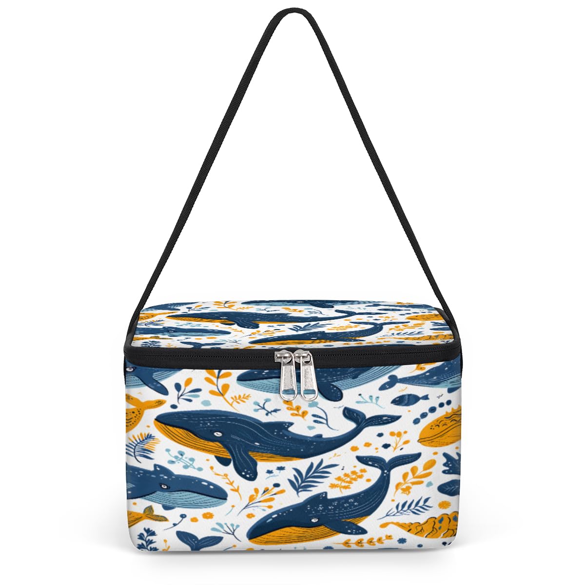 GzLeyigou Cute Ocean Whales Lunch Bags for Women Men 9 Cans, Hot & Cold Food Delivery Bag Insulated Grocery Bag Insulated Lunch Box Whale Cooler Bag for Office Work Picnic Beach