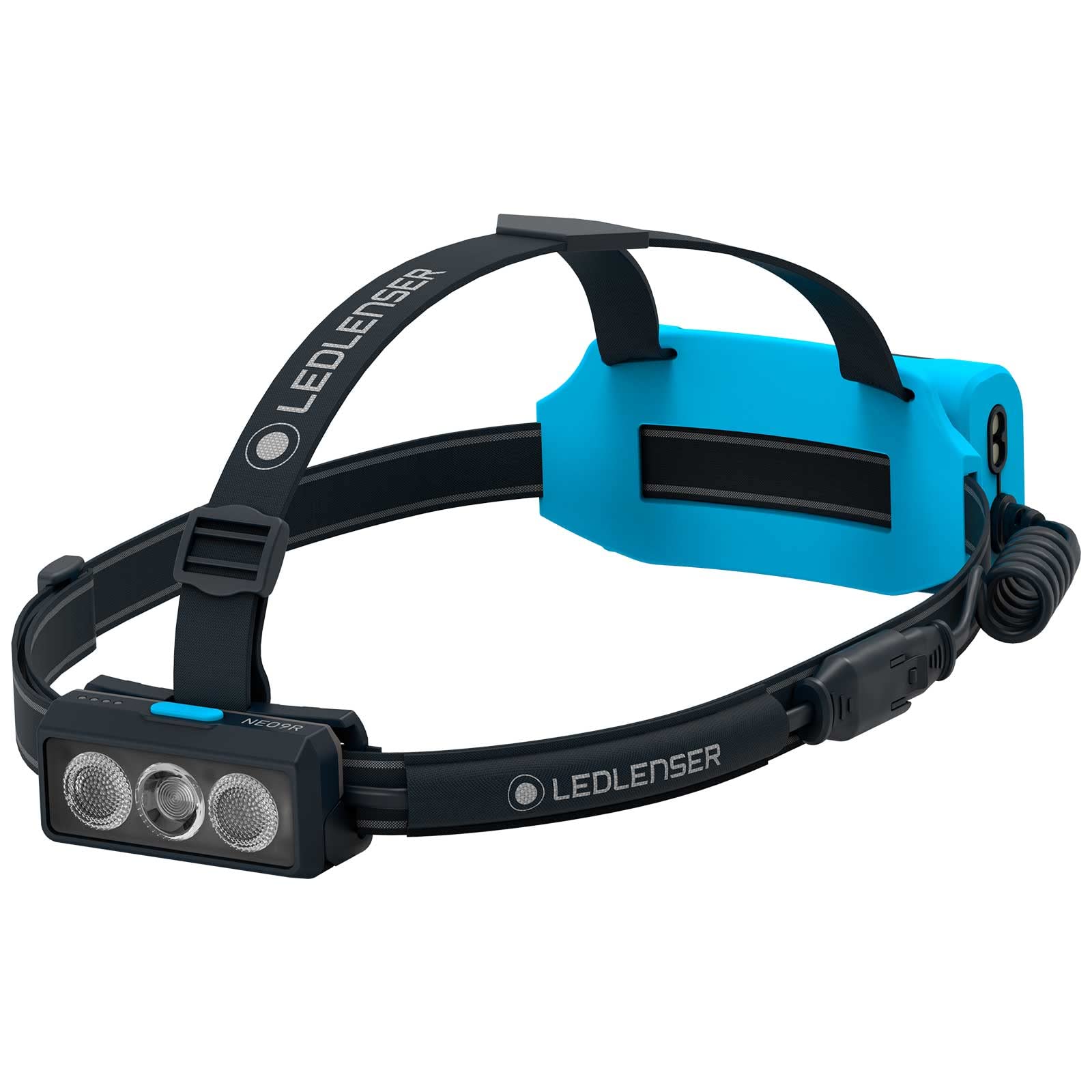 Ledlenser NEO9R - Lampe frontale rechargeable LED avec sangle de poitrine, ultra-lumineuse de 1 200 lm, 120h d'autonomie, bandeau réfléchissant- Pour le trail-running, la randonnée, le cyclisme - Bleu