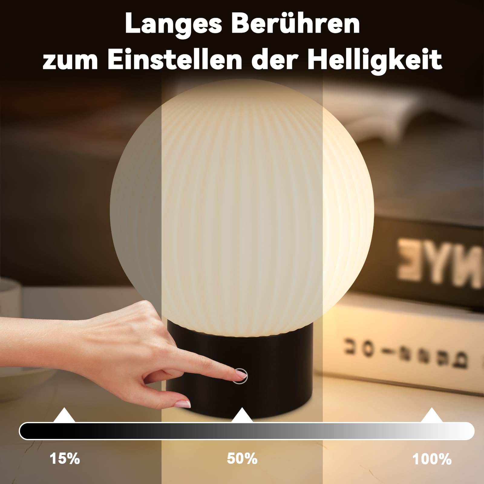 Lámpara de Mesa LED Inalámbrica, Lámpara de Noche con Batería - Color Blanco