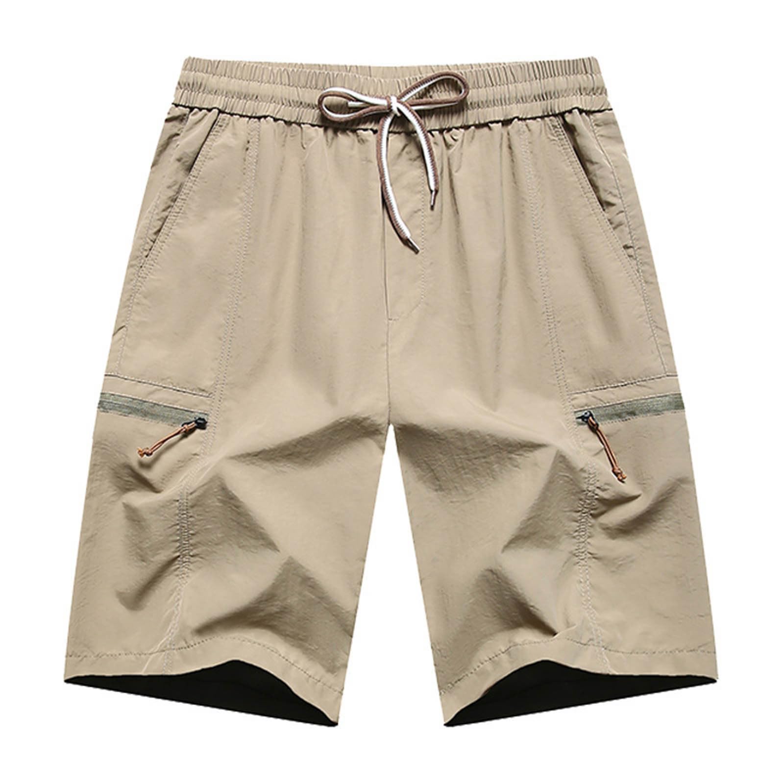 Mens Shorts Athletic Quick Dry Cargo Shorts Lightweight Breathable Beach Hiking Workout Shorts with Zipper Pockets