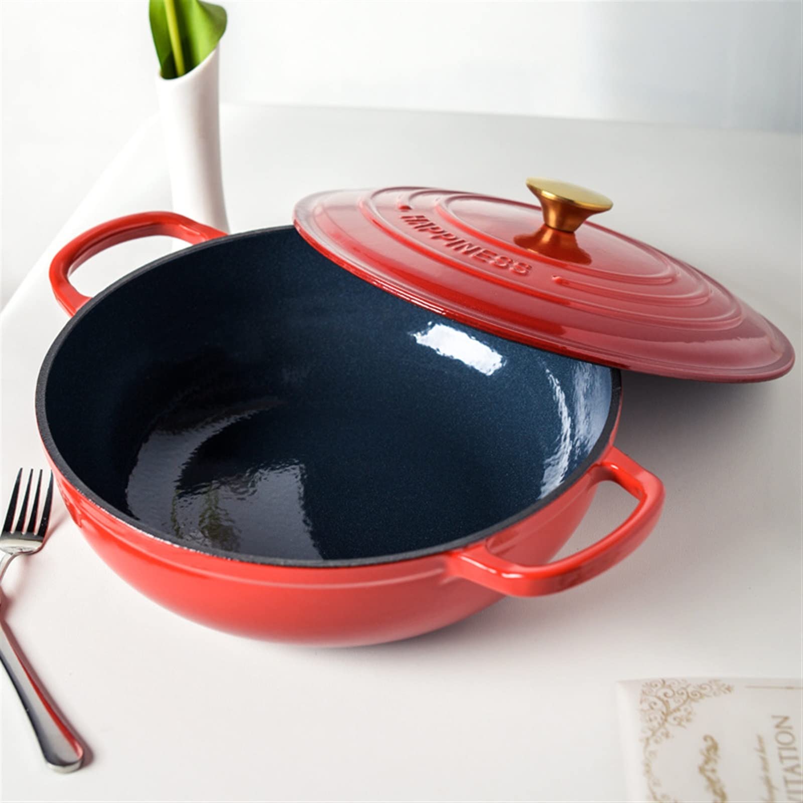 Dutch Oven Z Pokrywką Gospodarstwo Domowe Nieprzywierający Emalia Powłoka Pieczenie żeliwny Kociołek Holenderski Z Uchwytem(A)