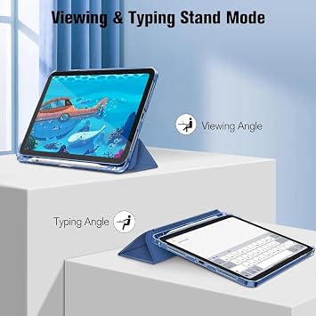 UnDePlus iPad 11.Nesil A16 11inç/10.Nesil 10.9inç ile uyumlu Kılıf Flip Cover Kalem Bölmeli PC Case Lacivert