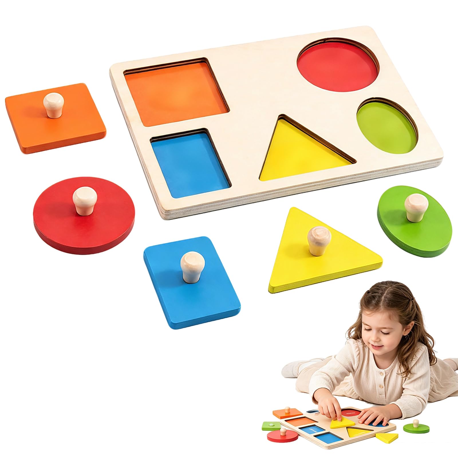 Wooden Shape Peg Puzzle Baby Puzzle Shape Sorter Toys,Shape Puzzles