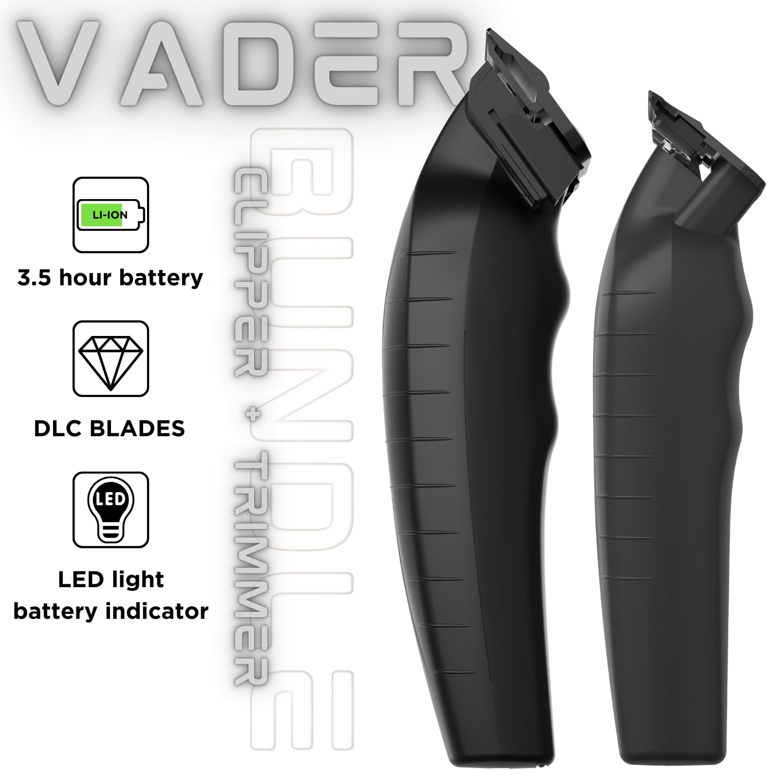 Supreme Trimmer Vader - Cortapelos y recortadora 2 en 1 | Recortadora de barba inalámbrica para barberos o cortapelos caseros para hombre STC5098 y ST3778 | Negro