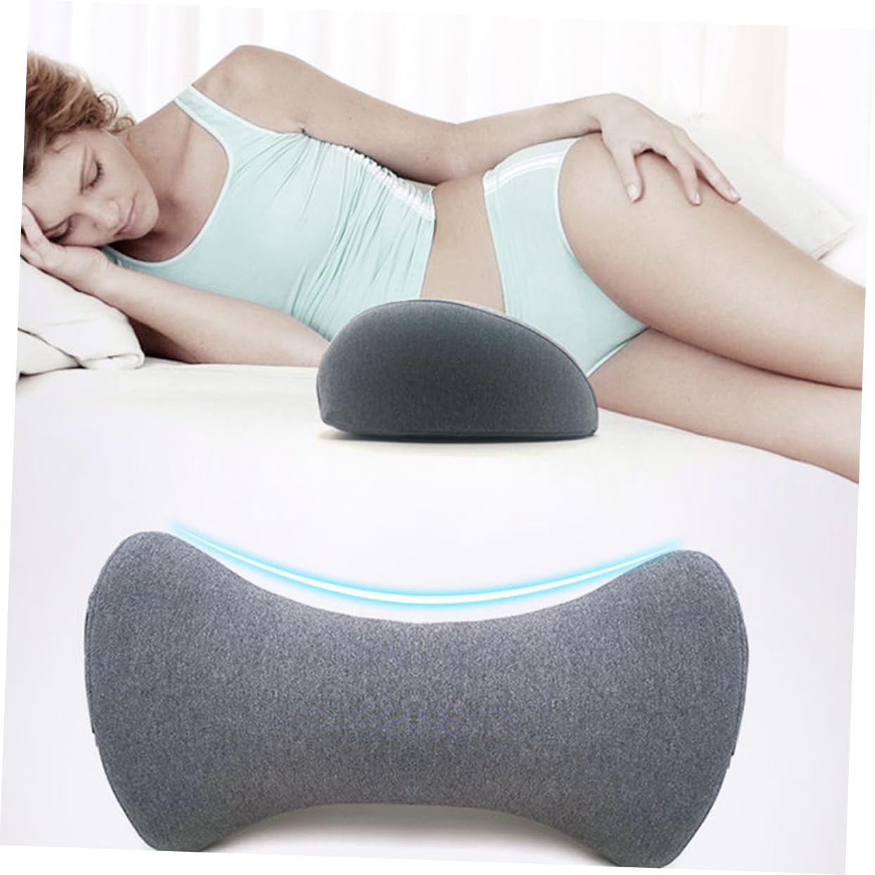 Ciieeo Lendenkissen mit Baumwolle, Ergonomisch Geformt, zur Druckentlastung | Zweiflügeliges Design, Konturiert an Rückenform, für Bett und Schlafposition