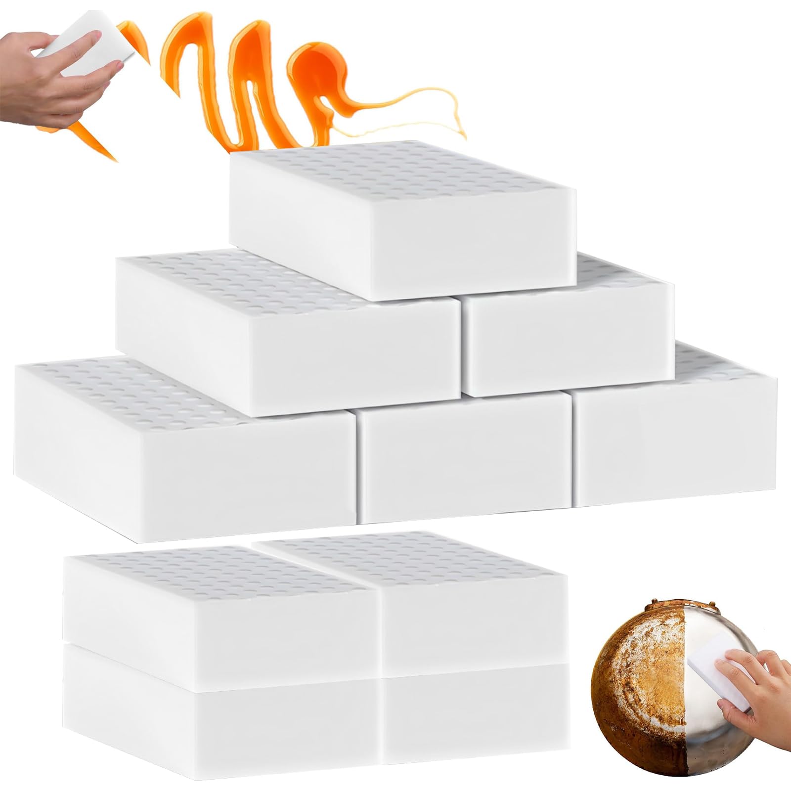 10Pack Magic Eraser Sponge for Cleaning, DDUP Durable Heavy Duty Non Scratch Melamine Sponge Foam Cleaning Pads for Kitchen Bathroom Walls Shoe Polish Car Cleaning,Mark Removal Stain Cleaner