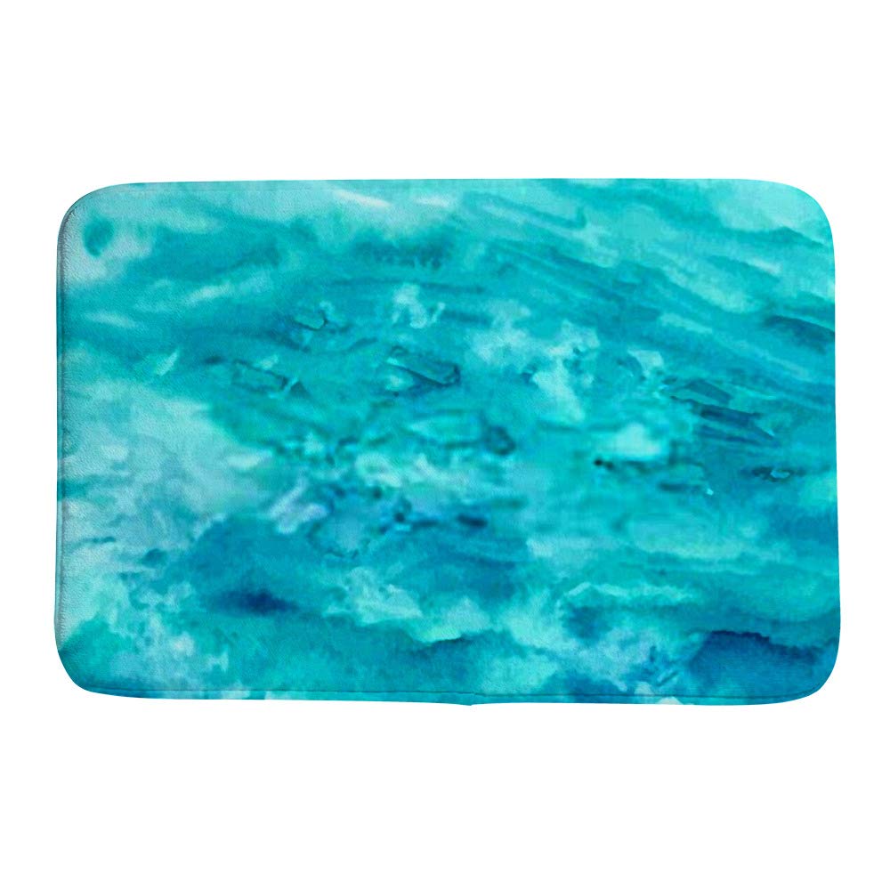 Tapis de bain en polaire anti-boulochage motif abstrait coloré