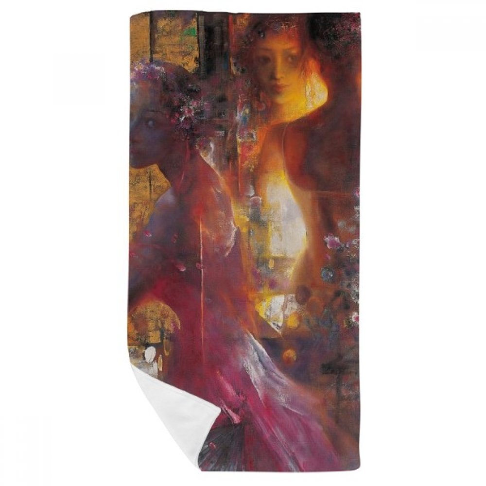 Peinture à l'huile de bain serviette fleurs peach xjj aux finitions raffinées