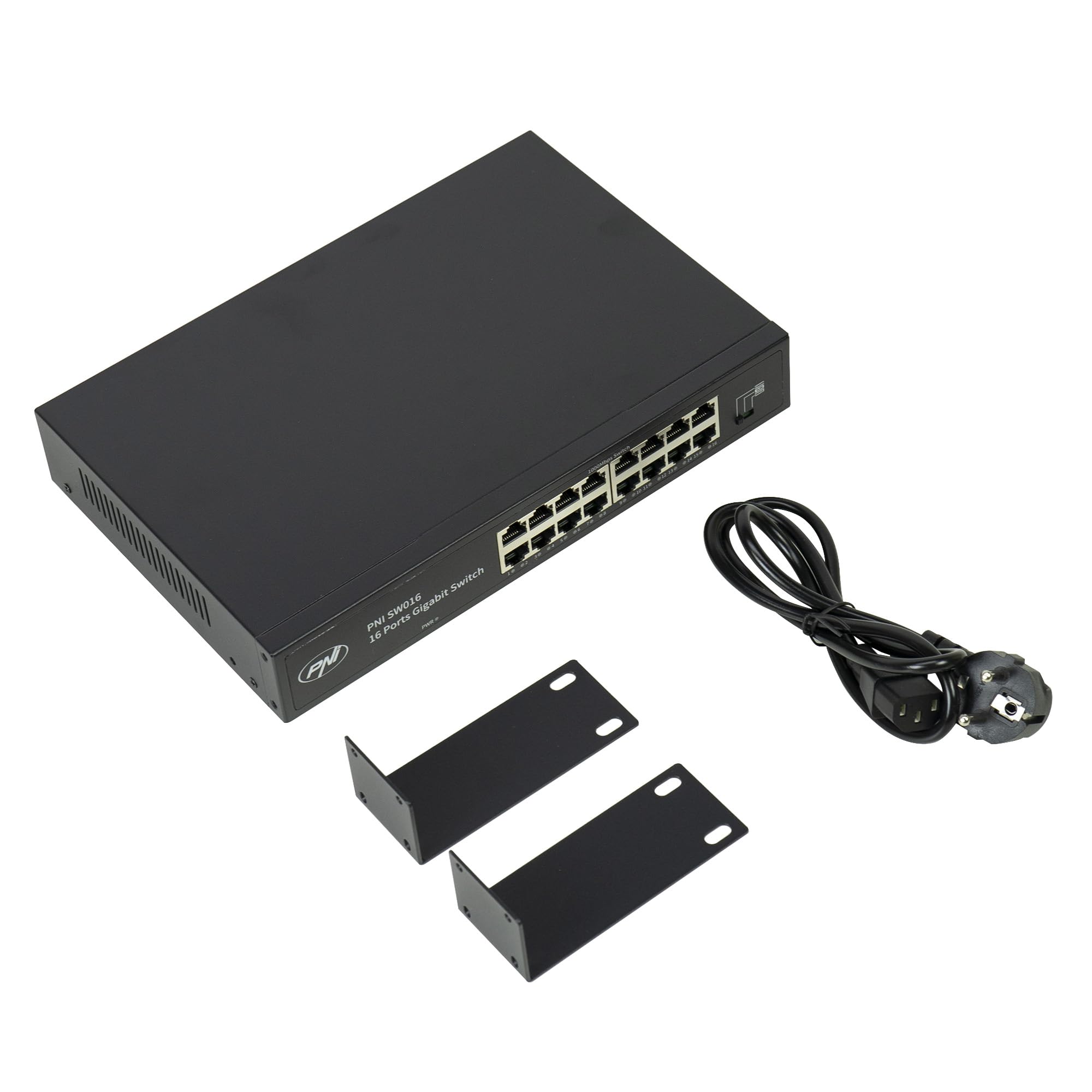 Switch PNI SW016, 16 x 10/100/1000 Mbps, Gigabit, custodia in metallo