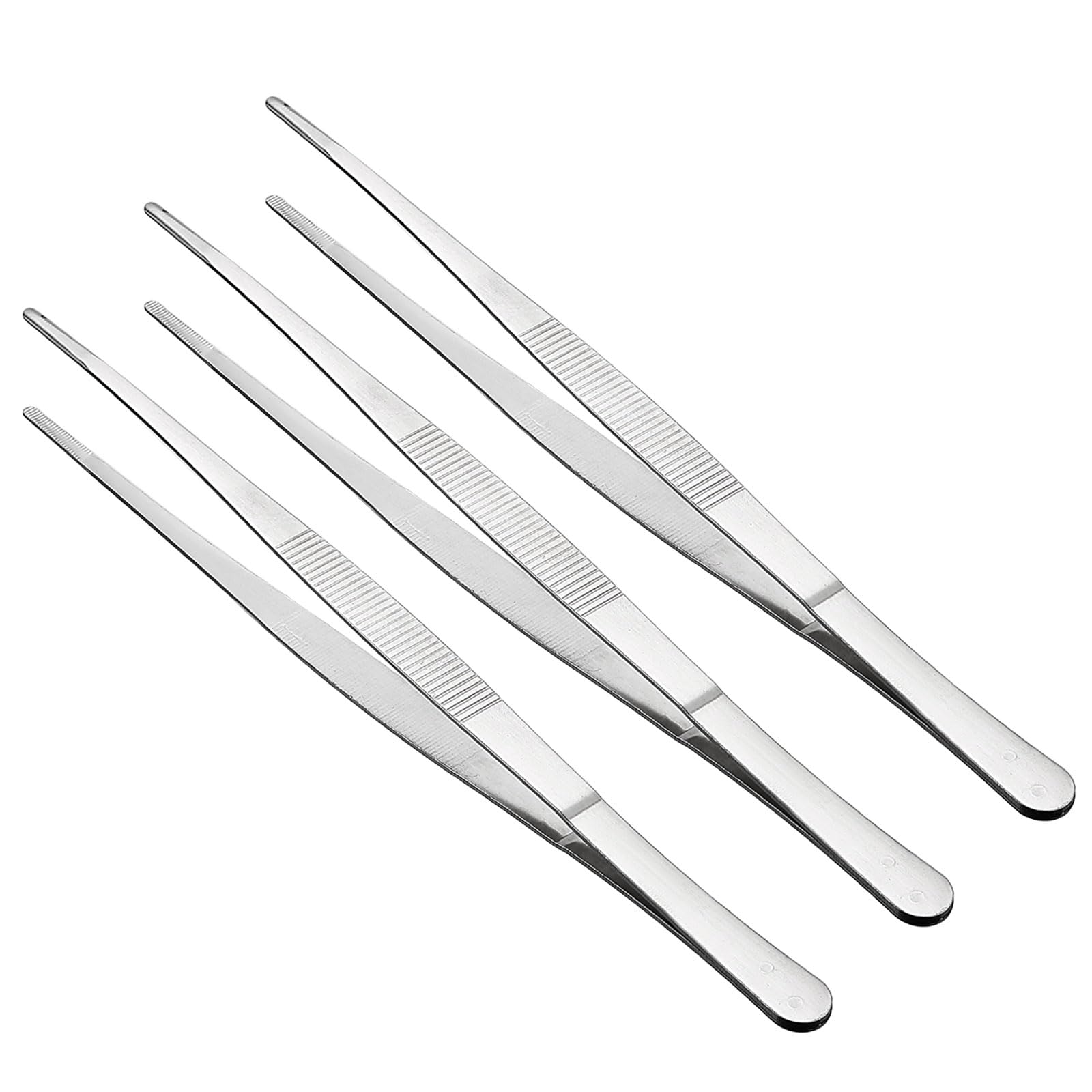 Pęseta o długości 250 mm, stal nierdzewna, proste, tępe, ząbkowane, pęseta – (zastosowanie: do naprawy produktów wyposażenia maszynowego), 3 sztuki