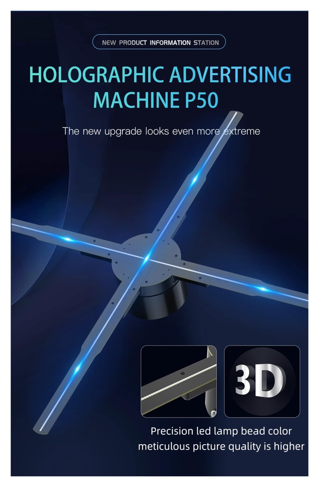 50cm 3D Holograficzny Projektor Bar Restauracja Dekoracja Świąteczna Ekran Fana LED Holograficzne Reklamy Znak Światła bez opóźnień