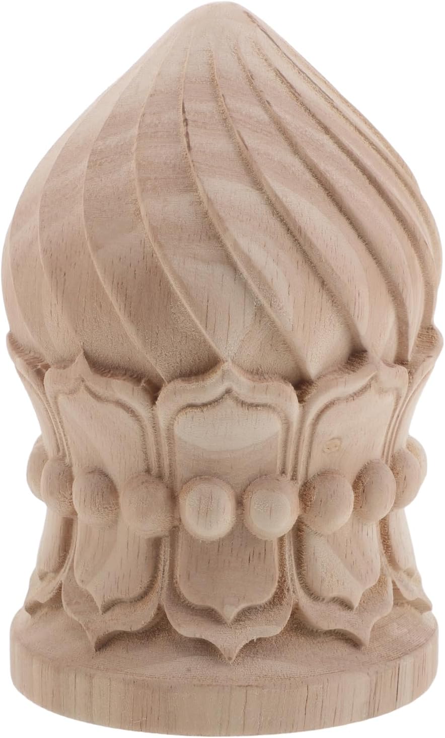 LOGOFUN Unfinished Solid Wood Finials Carved Column Topper Bed Post Cap Lamp Shade End Fittings for Home Furniture Supplies - 10x16cm
