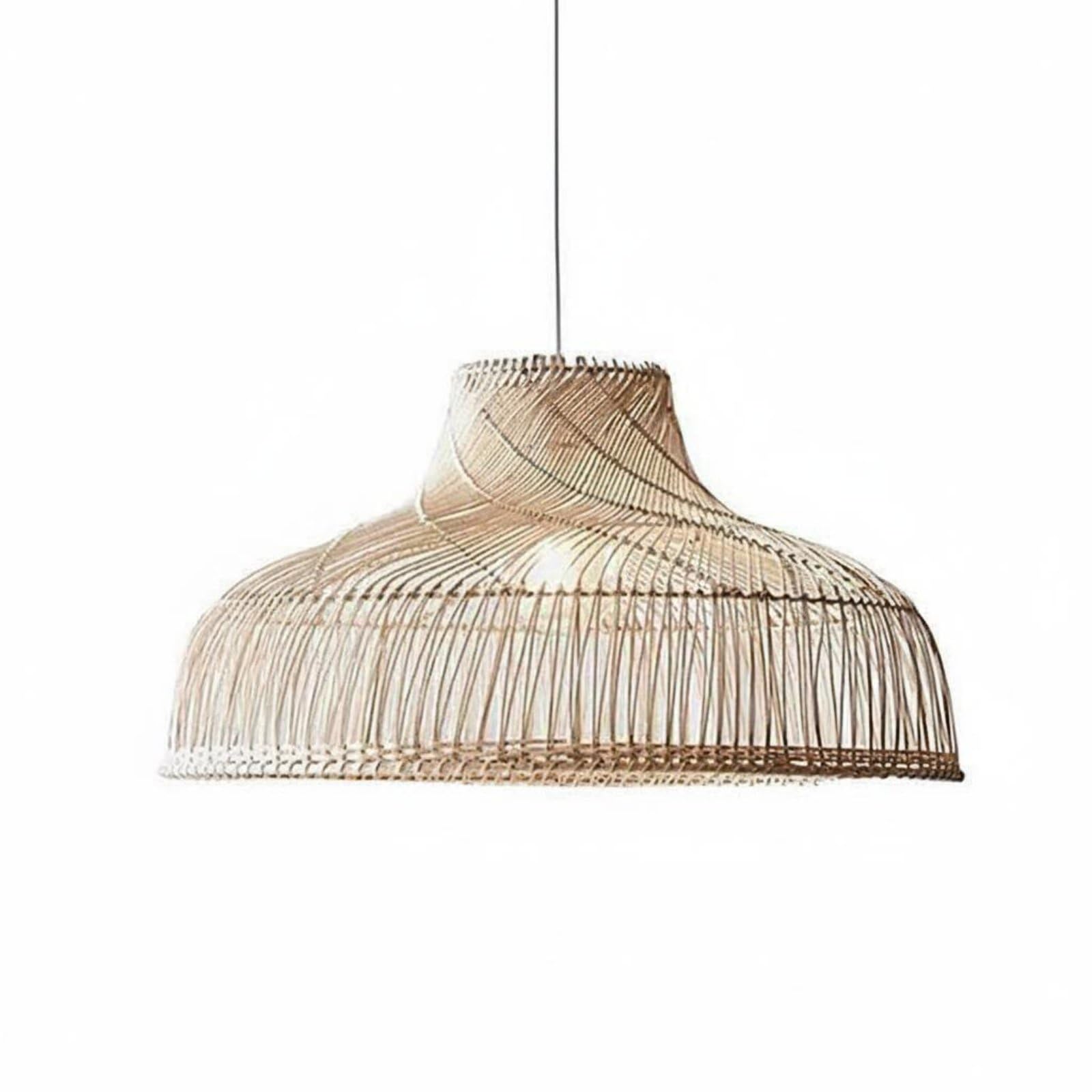 Retro Design Rattan Hanging Lampshade Pastoral Charm Woven Hanging Light Bohemian Design Natural Fiber Lamp Cover for Restaurant, Dining Room, Bedroom, 40CM, I | Home & Garden-image-14