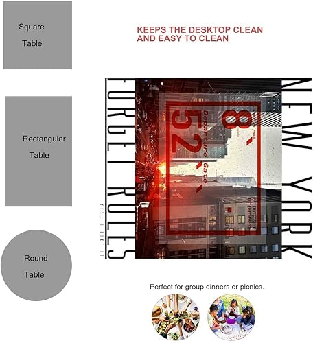 Miniatura 3 de Personality Retro Mantel Redondo para Mesa De 4 Sillas Illustration Poster Inspirational Letters Designfall Decor Wrinkle Resistant 54 X 54 Inch